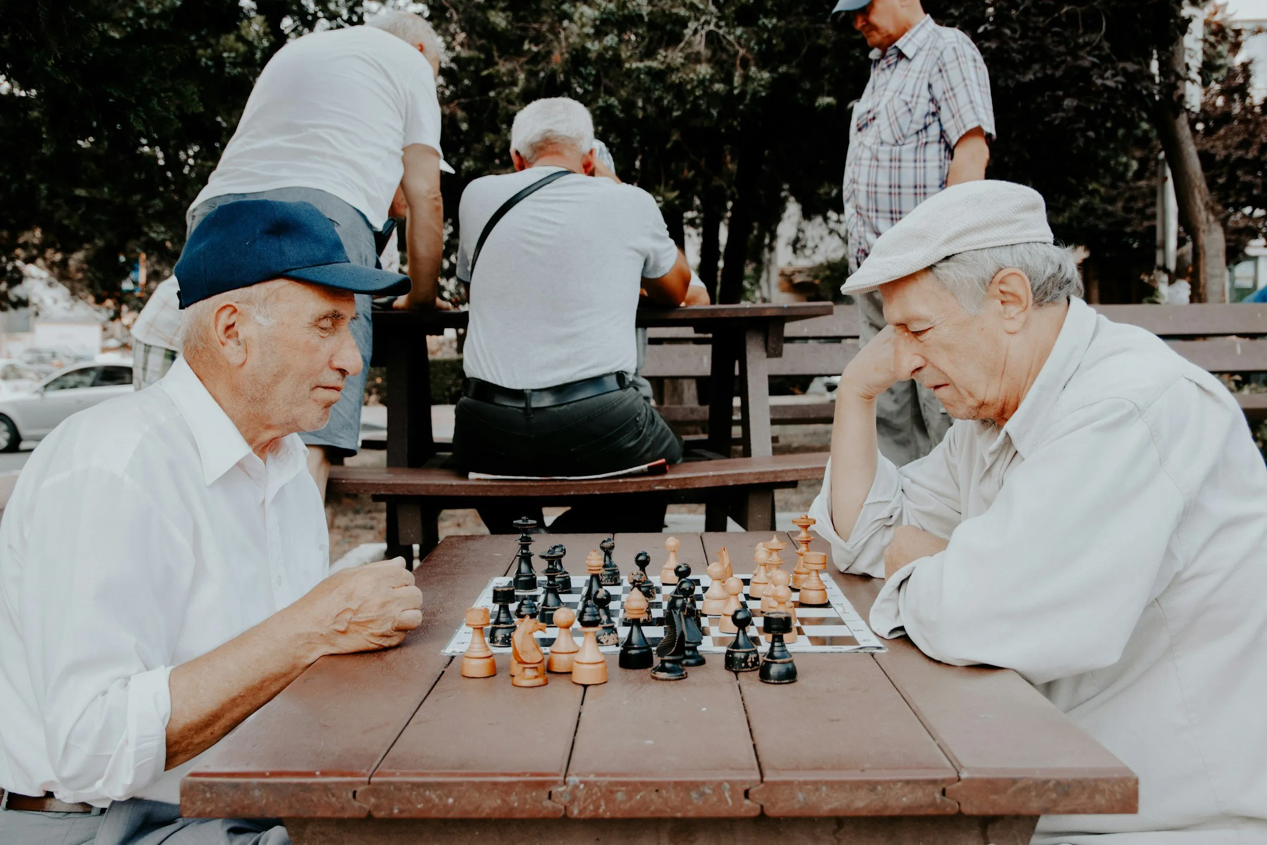 Older adults spending time together over a familiar activity