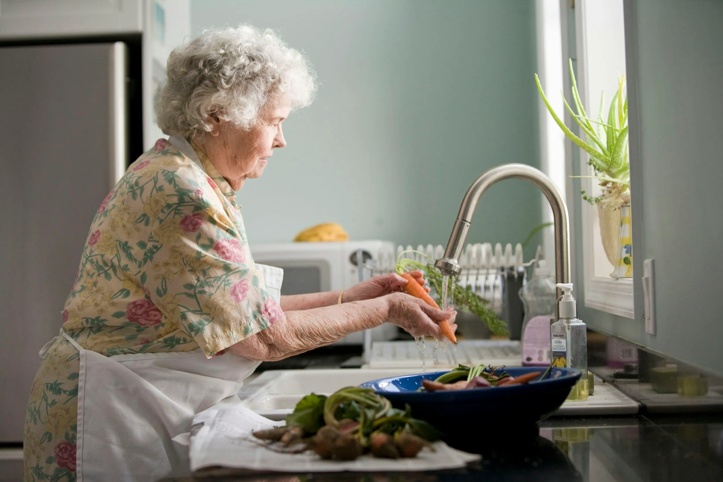 Family members talking through care at home
